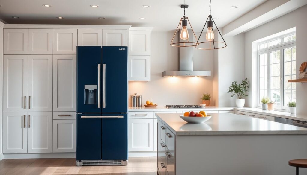 Modern refrigerator in a stylish kitchen Modern refrigerator in a stylish kitchen