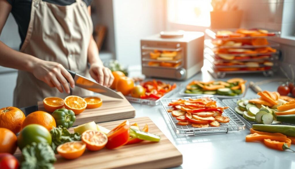 Preparing foods for dehydration Preparing foods for dehydration